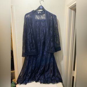 Damianou navy blue long skirt  with jacket   3 pc set